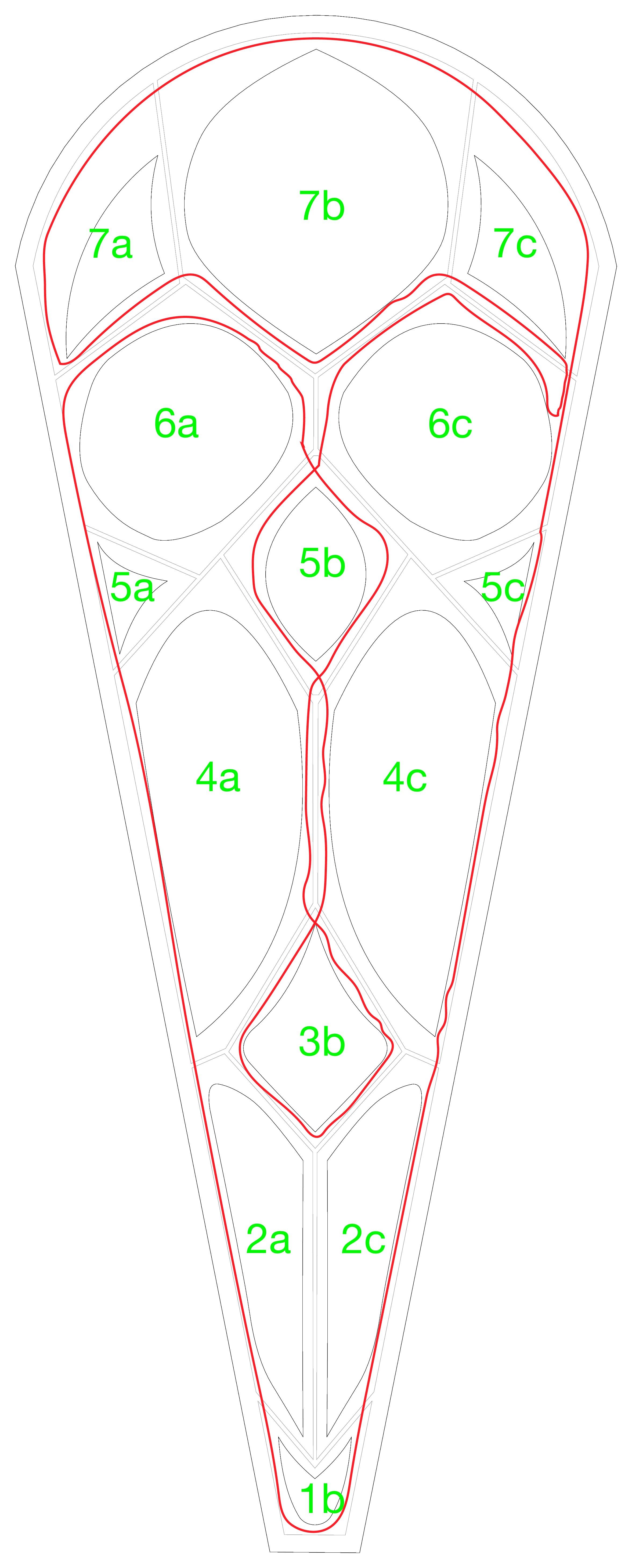 Petal cell diagram — LED path and cell labels